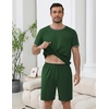 image:imageEkouaer Mens Pajamas Sets Shorts Soft Short Sleeve Pjs Summer Sleepwear Pants Casual Lounge Sets with PocketsDeep Green