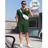 image:imageEkouaer Mens Pajamas Sets Shorts Soft Short Sleeve Pjs Summer Sleepwear Pants Casual Lounge Sets with PocketsDeep Green