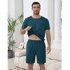 image:imageEkouaer Mens Pajamas Sets Shorts Soft Short Sleeve Pjs Summer Sleepwear Pants Casual Lounge Sets with PocketsGreen