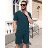 image:imageEkouaer Mens Pajamas Sets Shorts Soft Short Sleeve Pjs Summer Sleepwear Pants Casual Lounge Sets with PocketsGreen