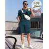 image:imageEkouaer Mens Pajamas Sets Shorts Soft Short Sleeve Pjs Summer Sleepwear Pants Casual Lounge Sets with PocketsGreen