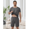 image:imageEkouaer Mens Pajamas Sets Shorts Soft Short Sleeve Pjs Summer Sleepwear Pants Casual Lounge Sets with PocketsGrey