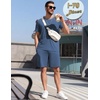 image:imageEkouaer Mens Pajamas Sets Shorts Soft Short Sleeve Pjs Summer Sleepwear Pants Casual Lounge Sets with PocketsGrey Blue