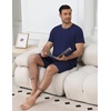 image:imageEkouaer Mens Pajamas Sets Shorts Soft Short Sleeve Pjs Summer Sleepwear Pants Casual Lounge Sets with PocketsNavy Blue