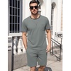 image:imageEkouaer Mens Pajamas Sets Shorts Soft Short Sleeve Pjs Summer Sleepwear Pants Casual Lounge Sets with PocketsSage Green