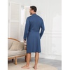 image:imageEkouaer Mens Robes Lightweight Knit Bathrobe Long Sleeve Kimono Robe V Neck Spa Knee Length Sleepwear with Pockets SXXLOcean Blue