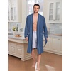 image:imageEkouaer Mens Robes Lightweight Knit Bathrobe Long Sleeve Kimono Robe V Neck Spa Knee Length Sleepwear with Pockets SXXLOcean Blue