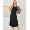 image:imageEkouaer Nightgowns for Women Bamboo Viscose House Dress Long Night Gowns Short Sleeve Sleepdress Soft Sleepwear S4XLBlack