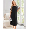 image:imageEkouaer Nightgowns for Women Bamboo Viscose House Dress Long Night Gowns Short Sleeve Sleepdress Soft Sleepwear S4XLBlack