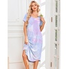 image:imageEkouaer Nightgowns for Women Bamboo Viscose House Dress Long Night Gowns Short Sleeve Sleepdress Soft Sleepwear S4XLBlue  Purple Tie Dye