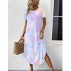 image:imageEkouaer Nightgowns for Women Bamboo Viscose House Dress Long Night Gowns Short Sleeve Sleepdress Soft Sleepwear S4XLBlue  Purple Tie Dye