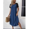 image:imageEkouaer Nightgowns for Women Bamboo Viscose House Dress Long Night Gowns Short Sleeve Sleepdress Soft Sleepwear S4XLBlue