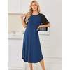 image:imageEkouaer Nightgowns for Women Bamboo Viscose House Dress Long Night Gowns Short Sleeve Sleepdress Soft Sleepwear S4XLBlue