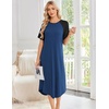 image:imageEkouaer Nightgowns for Women Bamboo Viscose House Dress Long Night Gowns Short Sleeve Sleepdress Soft Sleepwear S4XLBlue