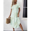 image:imageEkouaer Nightgowns for Women Bamboo Viscose House Dress Long Night Gowns Short Sleeve Sleepdress Soft Sleepwear S4XLCyan White Florals