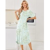 image:imageEkouaer Nightgowns for Women Bamboo Viscose House Dress Long Night Gowns Short Sleeve Sleepdress Soft Sleepwear S4XLCyan White Florals