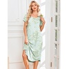 image:imageEkouaer Nightgowns for Women Bamboo Viscose House Dress Long Night Gowns Short Sleeve Sleepdress Soft Sleepwear S4XLCyan White Florals
