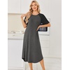image:imageEkouaer Nightgowns for Women Bamboo Viscose House Dress Long Night Gowns Short Sleeve Sleepdress Soft Sleepwear S4XLDark Grey