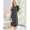 image:imageEkouaer Nightgowns for Women Bamboo Viscose House Dress Long Night Gowns Short Sleeve Sleepdress Soft Sleepwear S4XLDark Grey