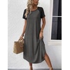 image:imageEkouaer Nightgowns for Women Bamboo Viscose House Dress Long Night Gowns Short Sleeve Sleepdress Soft Sleepwear S4XLDark Grey