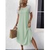 image:imageEkouaer Nightgowns for Women Bamboo Viscose House Dress Long Night Gowns Short Sleeve Sleepdress Soft Sleepwear S4XLLight Green