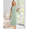 image:imageEkouaer Nightgowns for Women Bamboo Viscose House Dress Long Night Gowns Short Sleeve Sleepdress Soft Sleepwear S4XLLight Green