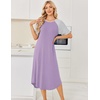 image:imageEkouaer Nightgowns for Women Bamboo Viscose House Dress Long Night Gowns Short Sleeve Sleepdress Soft Sleepwear S4XLLilac