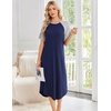 image:imageEkouaer Nightgowns for Women Bamboo Viscose House Dress Long Night Gowns Short Sleeve Sleepdress Soft Sleepwear S4XLNavy Blue