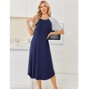 image:imageEkouaer Nightgowns for Women Bamboo Viscose House Dress Long Night Gowns Short Sleeve Sleepdress Soft Sleepwear S4XLNavy Blue