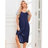 image:imageEkouaer Nightgowns for Women Bamboo Viscose House Dress Long Night Gowns Short Sleeve Sleepdress Soft Sleepwear S4XLNavy Blue