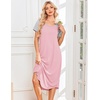 image:imageEkouaer Nightgowns for Women Bamboo Viscose House Dress Long Night Gowns Short Sleeve Sleepdress Soft Sleepwear S4XLPink