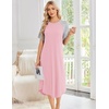 image:imageEkouaer Nightgowns for Women Bamboo Viscose House Dress Long Night Gowns Short Sleeve Sleepdress Soft Sleepwear S4XLPink