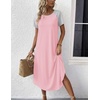 image:imageEkouaer Nightgowns for Women Bamboo Viscose House Dress Long Night Gowns Short Sleeve Sleepdress Soft Sleepwear S4XLPink