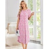 image:imageEkouaer Nightgowns for Women Bamboo Viscose House Dress Long Night Gowns Short Sleeve Sleepdress Soft Sleepwear S4XLPink Florals