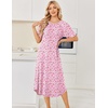 image:imageEkouaer Nightgowns for Women Bamboo Viscose House Dress Long Night Gowns Short Sleeve Sleepdress Soft Sleepwear S4XLPink Florals