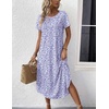 image:imageEkouaer Nightgowns for Women Bamboo Viscose House Dress Long Night Gowns Short Sleeve Sleepdress Soft Sleepwear S4XLPurple Abstract Dots