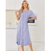 image:imageEkouaer Nightgowns for Women Bamboo Viscose House Dress Long Night Gowns Short Sleeve Sleepdress Soft Sleepwear S4XLPurple Abstract Dots