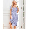 image:imageEkouaer Nightgowns for Women Bamboo Viscose House Dress Long Night Gowns Short Sleeve Sleepdress Soft Sleepwear S4XLPurple Abstract Dots