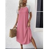 image:imageEkouaer Nightgowns for Women Bamboo Viscose House Dress Long Night Gowns Short Sleeve Sleepdress Soft Sleepwear S4XLPurple Red