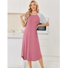 image:imageEkouaer Nightgowns for Women Bamboo Viscose House Dress Long Night Gowns Short Sleeve Sleepdress Soft Sleepwear S4XLPurple Red