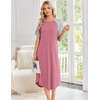 image:imageEkouaer Nightgowns for Women Bamboo Viscose House Dress Long Night Gowns Short Sleeve Sleepdress Soft Sleepwear S4XLPurple Red
