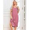 image:imageEkouaer Nightgowns for Women Bamboo Viscose House Dress Long Night Gowns Short Sleeve Sleepdress Soft Sleepwear S4XLPurple Red