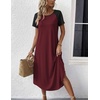 image:imageEkouaer Nightgowns for Women Bamboo Viscose House Dress Long Night Gowns Short Sleeve Sleepdress Soft Sleepwear S4XLRed