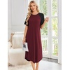 image:imageEkouaer Nightgowns for Women Bamboo Viscose House Dress Long Night Gowns Short Sleeve Sleepdress Soft Sleepwear S4XLRed
