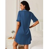 image:imageEkouaer Nightgowns for Women Button Down Sleep Shirts Short Sleeve Night Shirts V Neck Sleepwear Boyfriend Pajama DressBlue