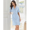 image:imageEkouaer Nightgowns for Women Button Down Sleep Shirts Short Sleeve Night Shirts V Neck Sleepwear Boyfriend Pajama DressBlue Stripe