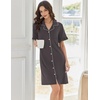 image:imageEkouaer Nightgowns for Women Button Down Sleep Shirts Short Sleeve Night Shirts V Neck Sleepwear Boyfriend Pajama DressDark Grey