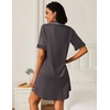 image:imageEkouaer Nightgowns for Women Button Down Sleep Shirts Short Sleeve Night Shirts V Neck Sleepwear Boyfriend Pajama DressDark Grey