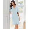 image:imageEkouaer Nightgowns for Women Button Down Sleep Shirts Short Sleeve Night Shirts V Neck Sleepwear Boyfriend Pajama DressLight Blue