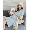 image:imageEkouaer Nightgowns for Women Button Down Sleep Shirts Short Sleeve Night Shirts V Neck Sleepwear Boyfriend Pajama DressLight Blue